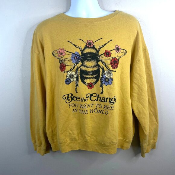 Womens Positive Inspirational Cabincore Sweatshirt Top XL Nature Bee The Change - Picture 1 of 9